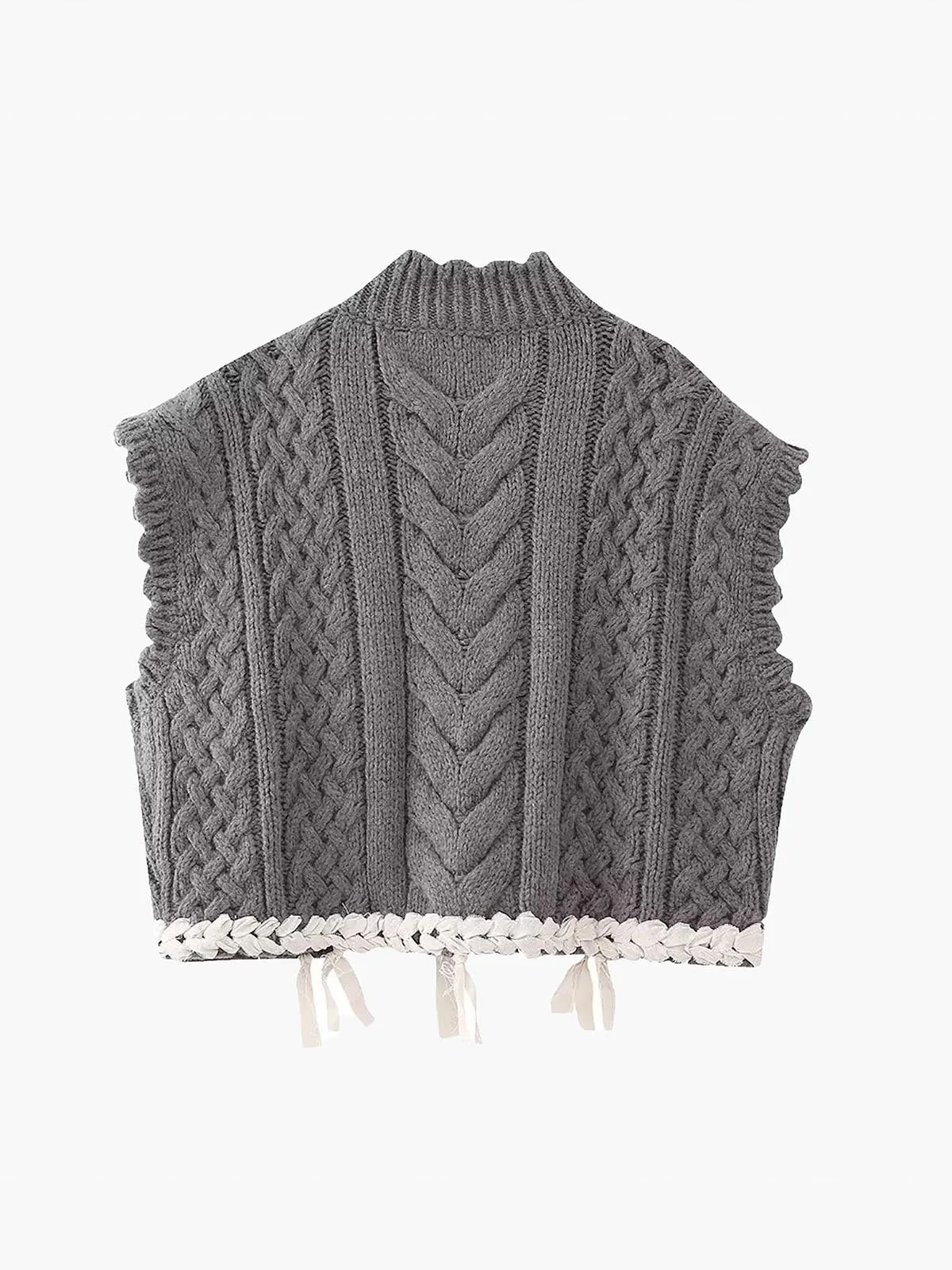 Contrast Binding Cable Sweater Vest sold by COMMENSE product image thumbnail 2