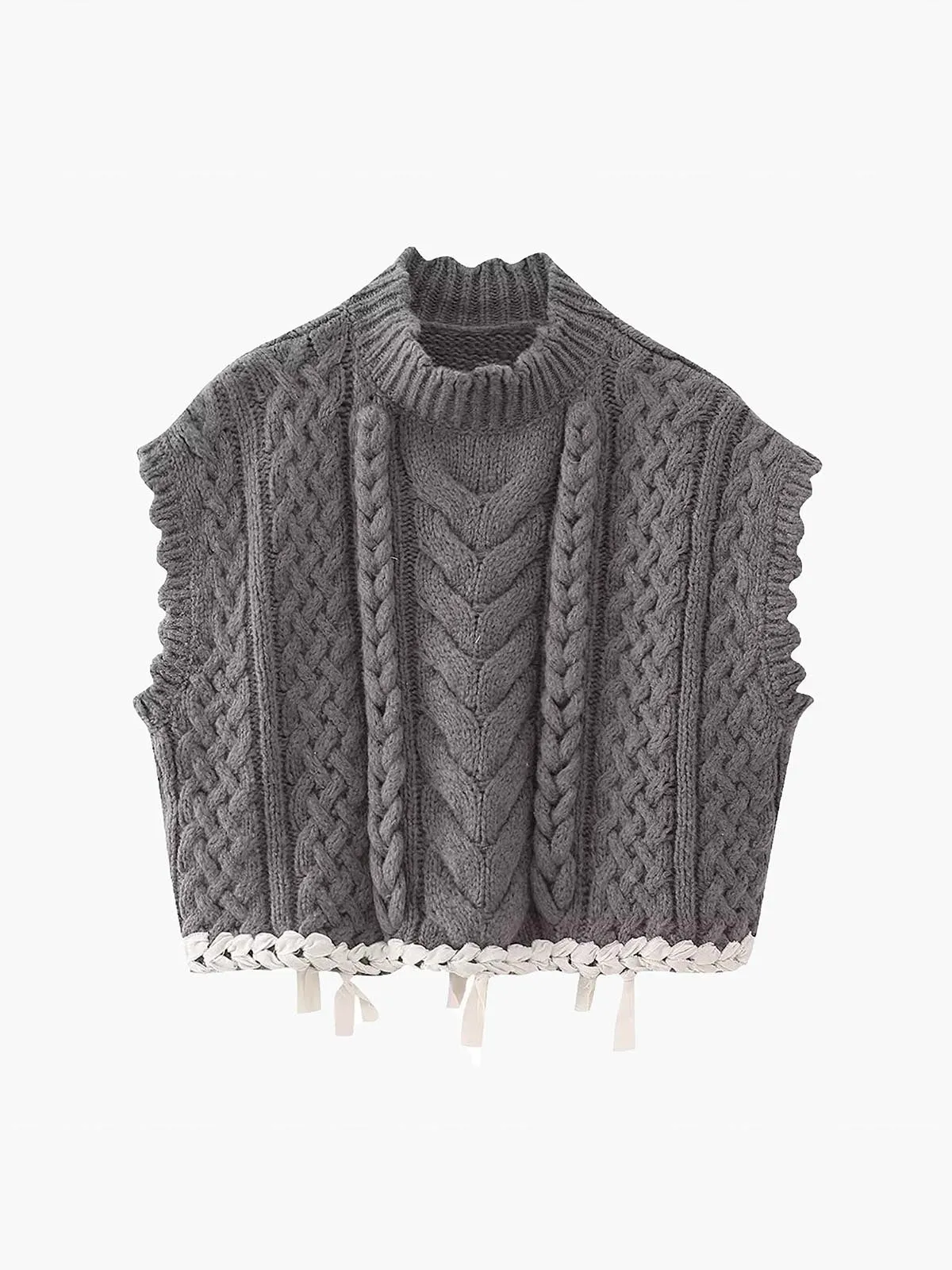 Contrast Binding Cable Sweater Vest sold by COMMENSE