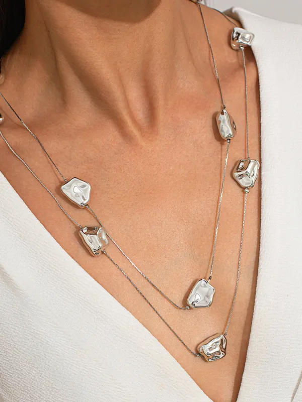 Double-Layer Irregular Stones Necklace sold by COMMENSE