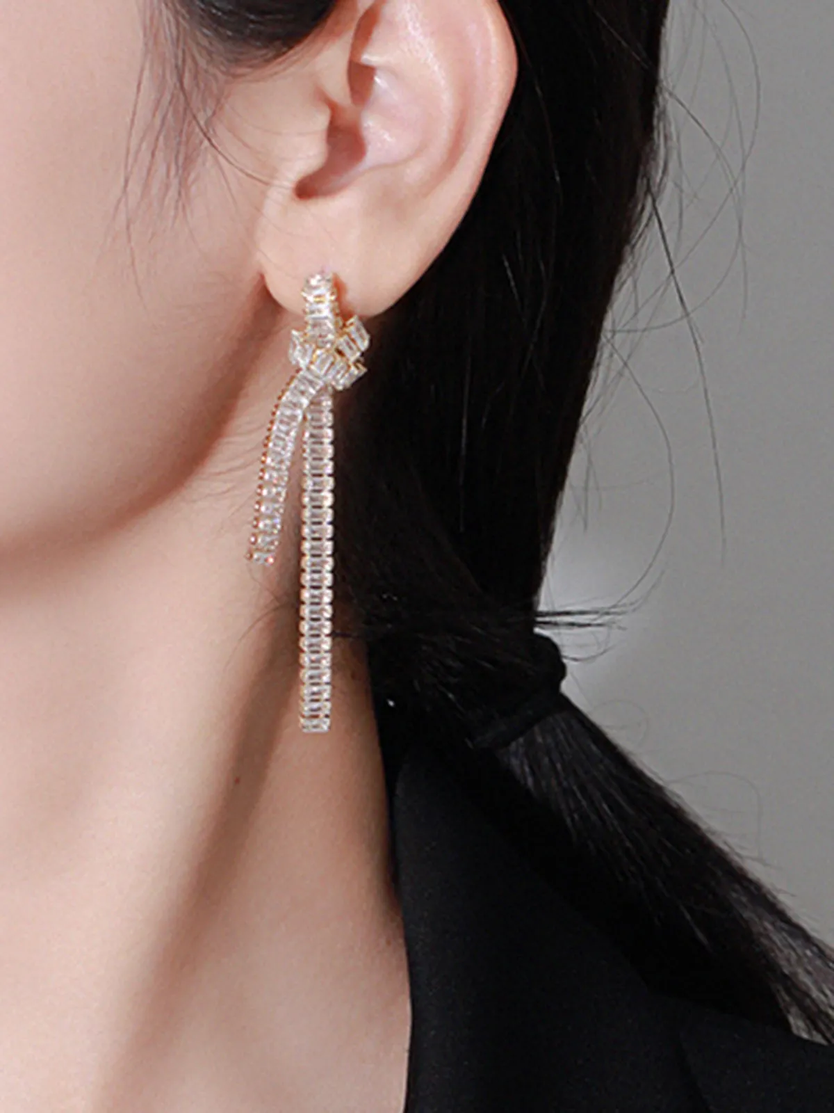 Zircon Creative Knotted Tassel Earrings sold by COMMENSE product image thumbnail 3