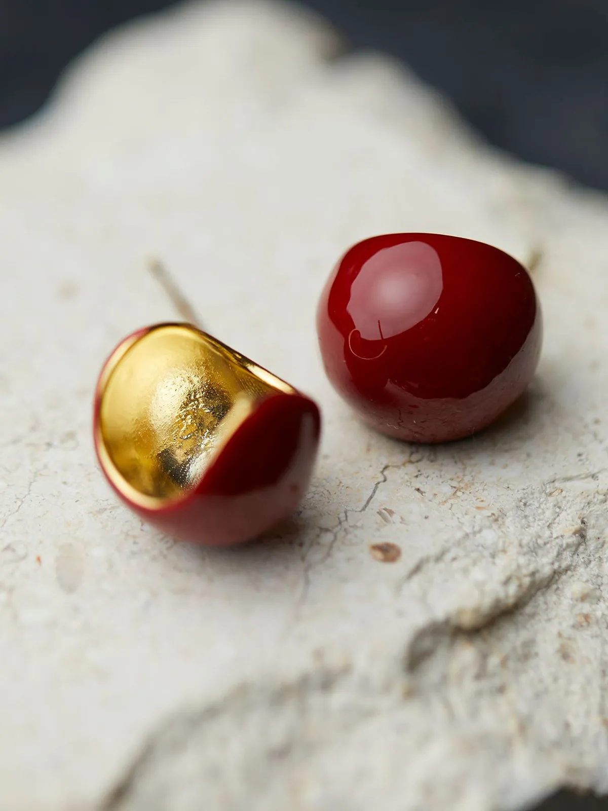 Chunky Cherry Hoop Earrings sold by COMMENSE product image thumbnail 2