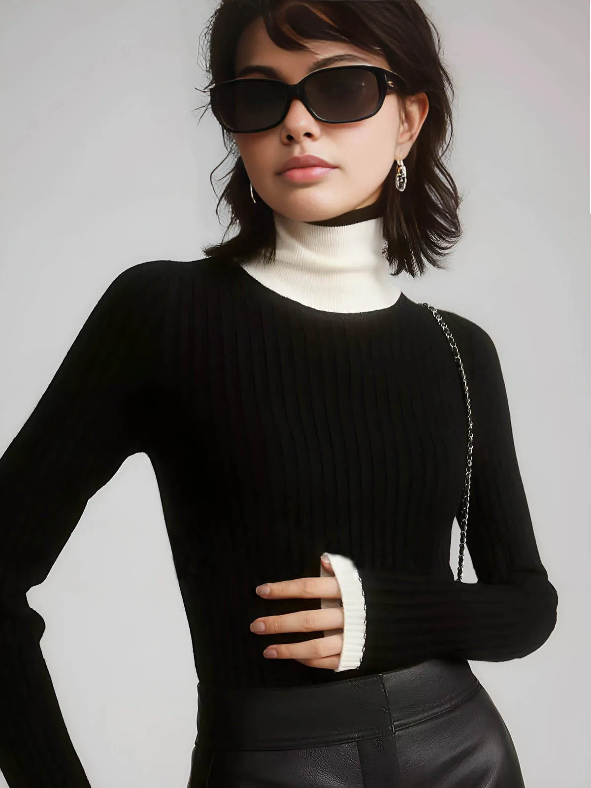 Color Block Slim Cozy Sweater sold by COMMENSE product image thumbnail 3