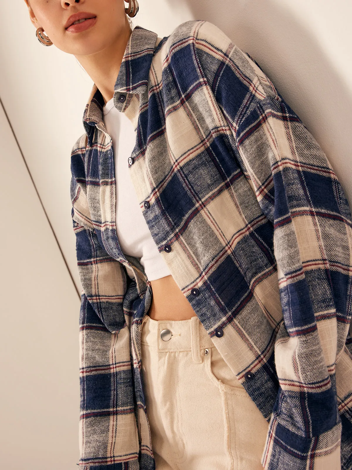 Vintage Cotton Plaid Polo Shirt sold by COMMENSE product image thumbnail 2