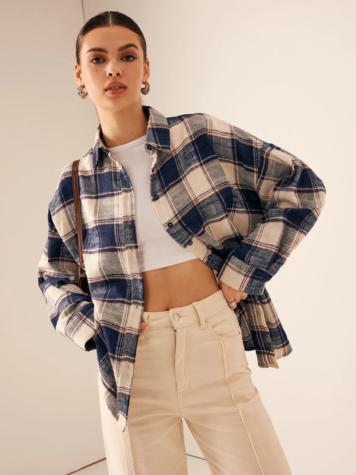 Vintage Cotton Plaid Polo Shirt sold by COMMENSE product image thumbnail 3