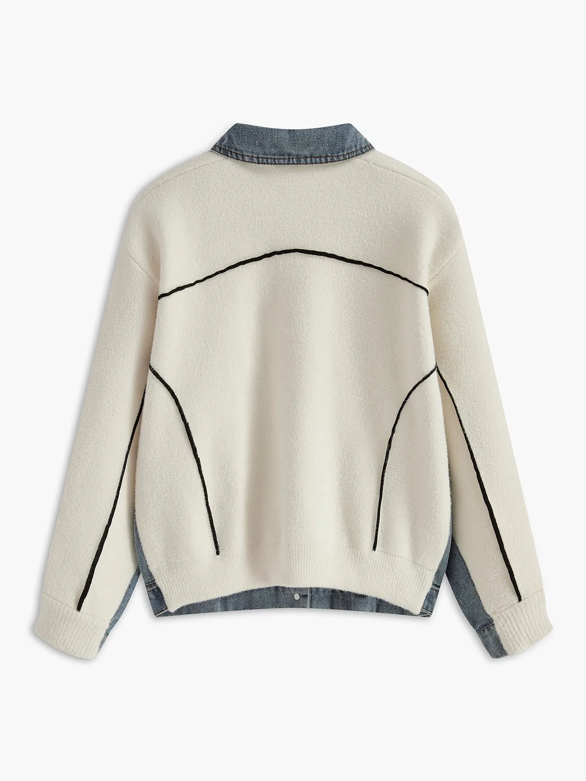 Denim Panel Knit Lapel Outerwear sold by COMMENSE product image thumbnail 2