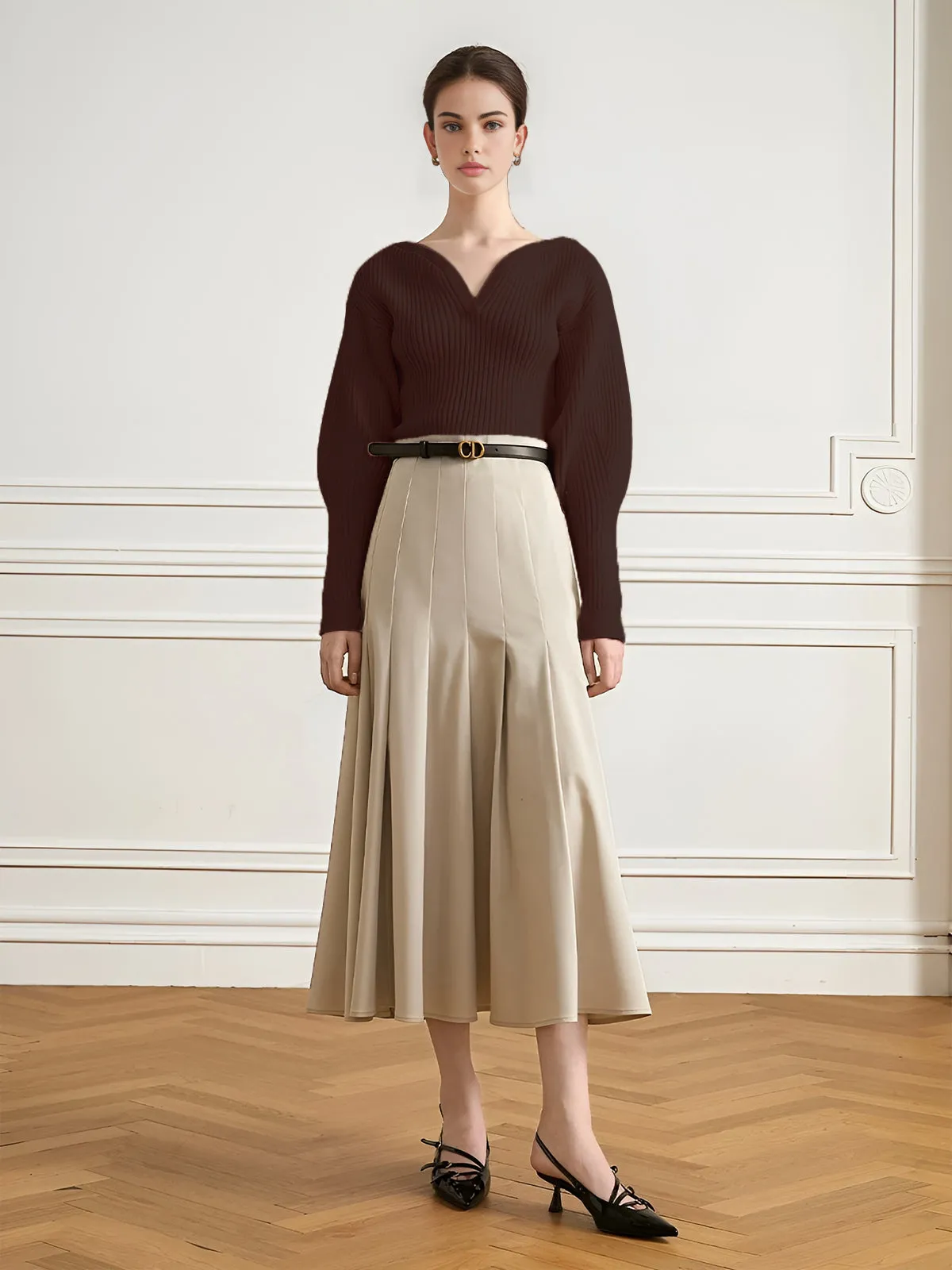 V-Neck Bud-Sleeve Sweater sold by COMMENSE product image thumbnail 4