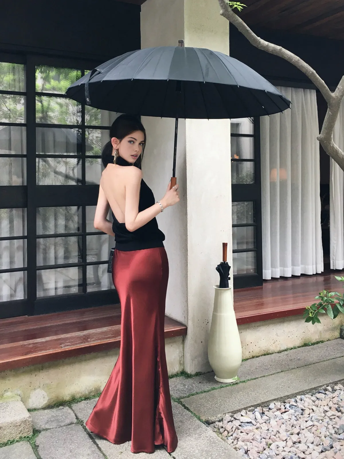 Pleated Satin Maxi Skirt sold by COMMENSE product image thumbnail 4