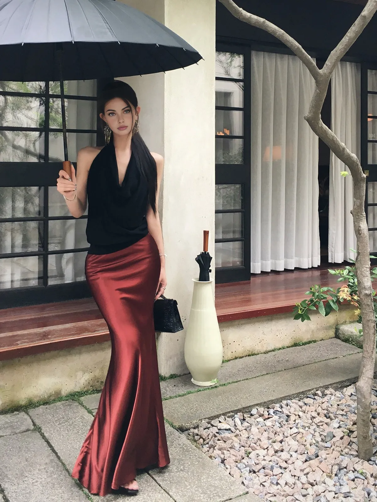 Pleated Satin Maxi Skirt sold by COMMENSE product image thumbnail 2