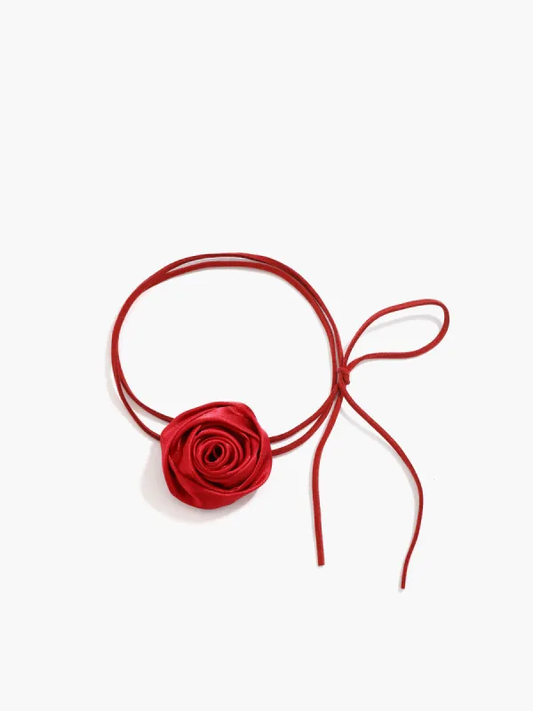 Rose Bud Knotted Choker Necklace sold by COMMENSE