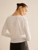Cross-Over Collar Pleated Cinched T-Shirt sold by COMMENSE