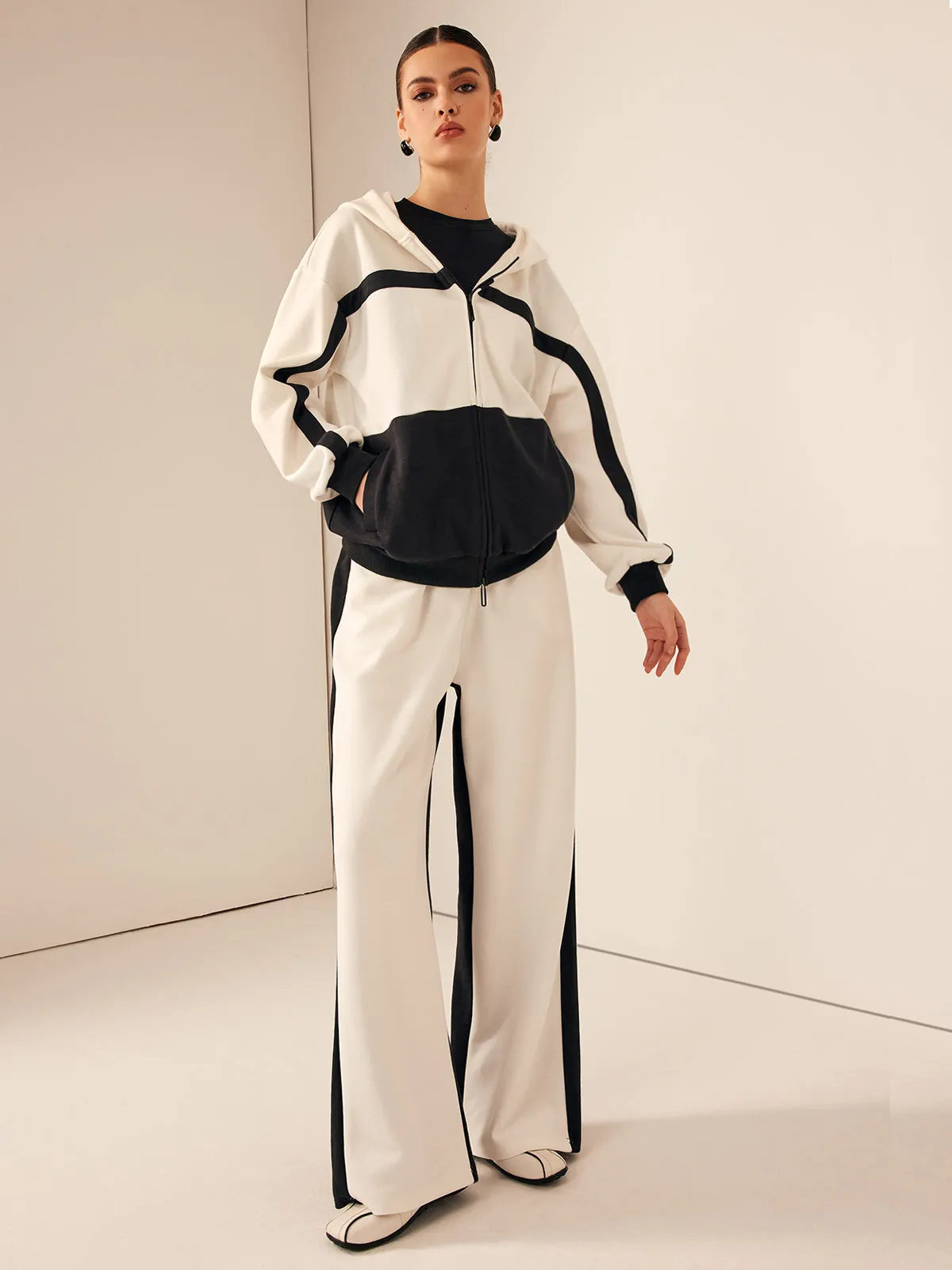 Color Block Zip Hooded Jacket sold by COMMENSE