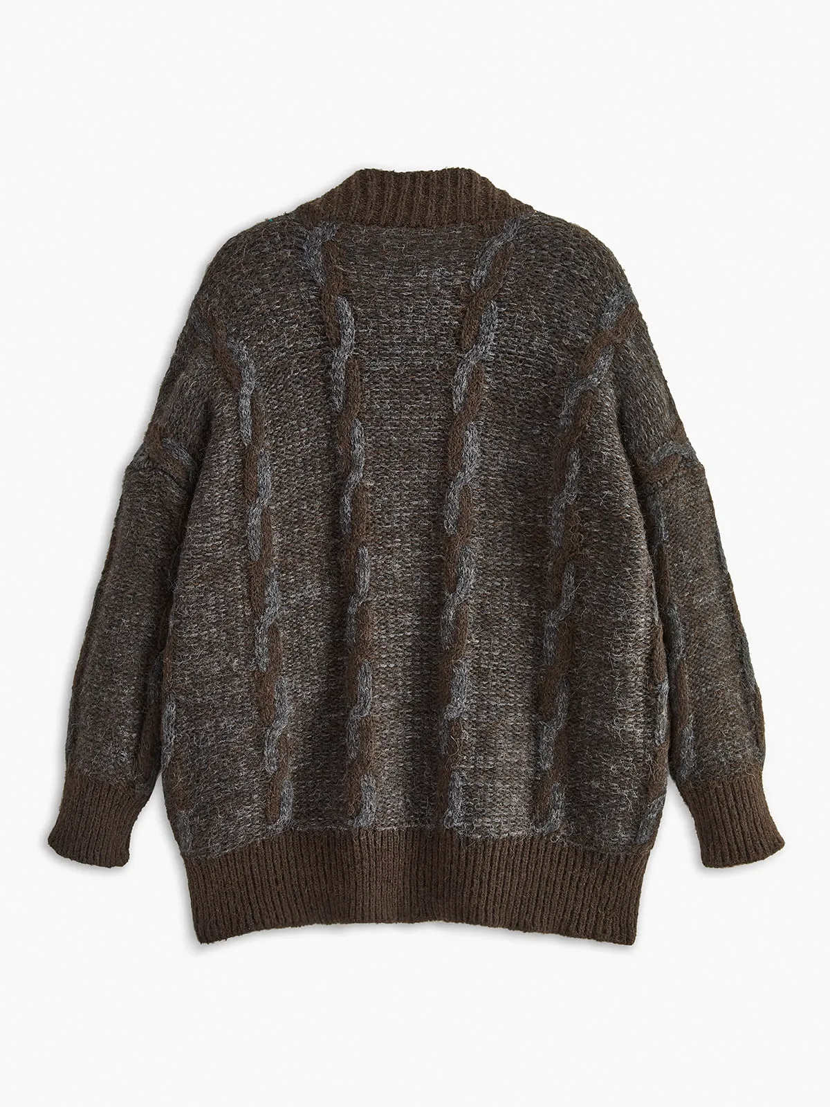 Flap-Pockets Cable Knit Outerwear sold by COMMENSE product image thumbnail 2
