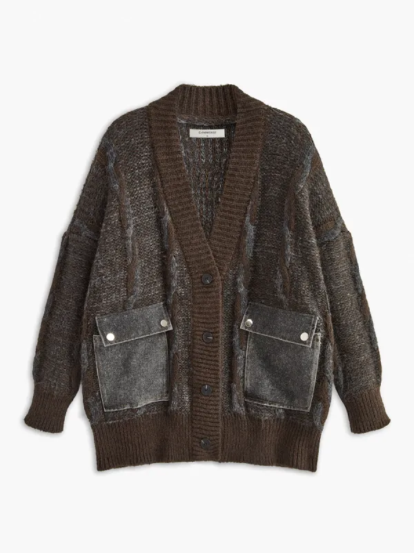 Flap-Pockets Cable Knit Outerwear sold by COMMENSE