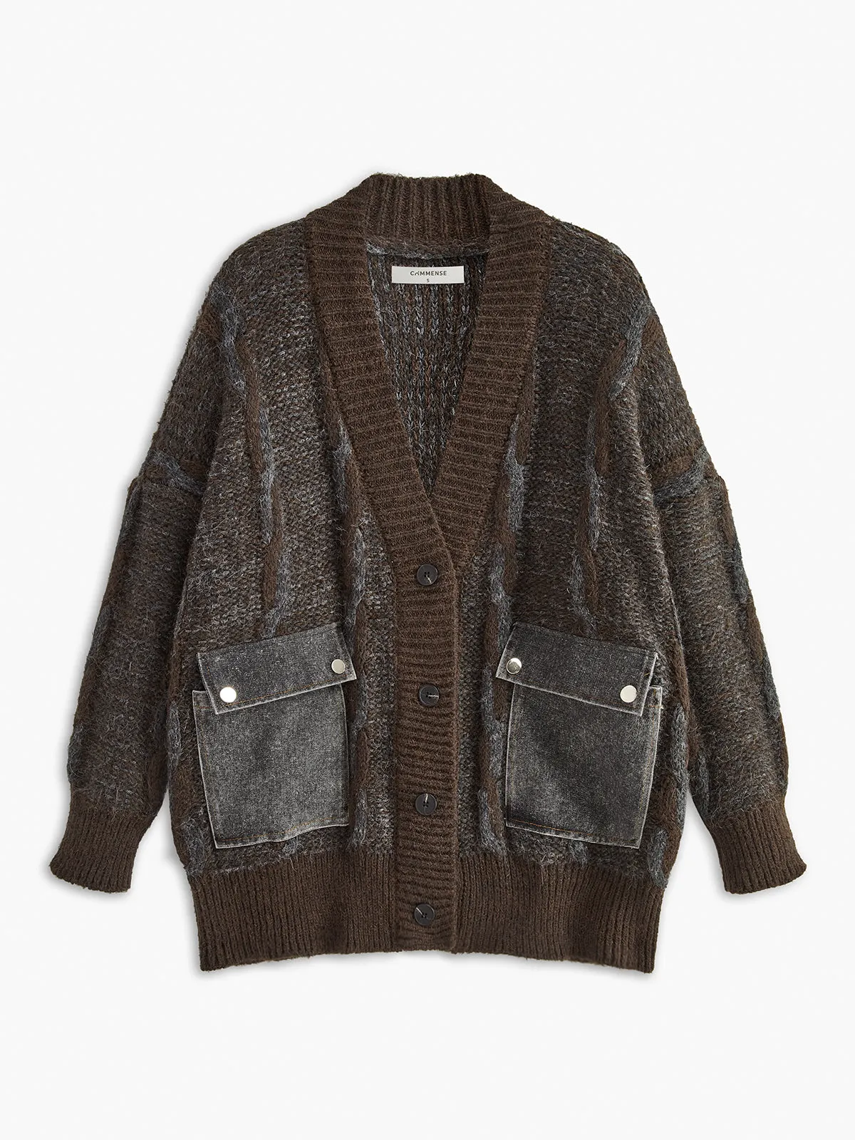 Flap-Pockets Cable Knit Outerwear sold by COMMENSE