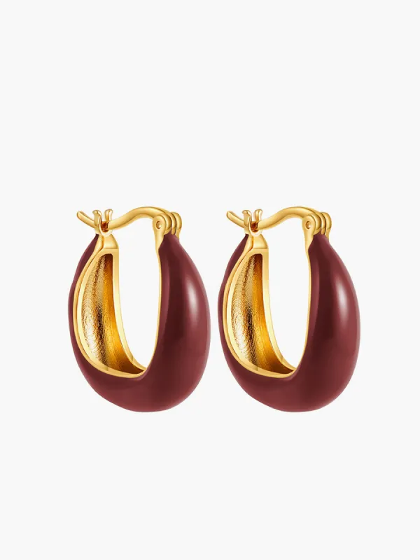Two Tone U-Shape Stud Hoop Earrings sold by COMMENSE