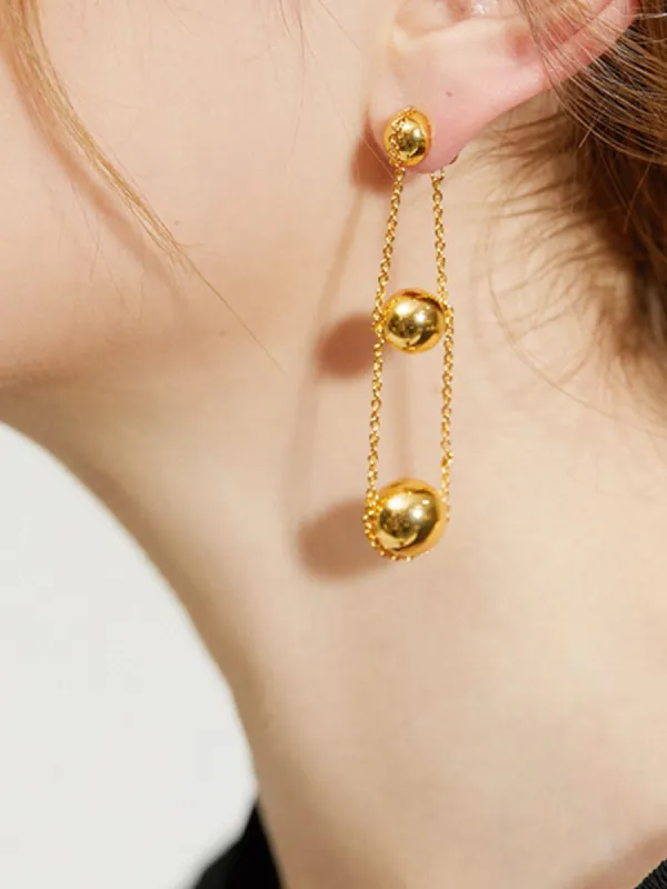 Elegant Triple Ball Pendant Earrings sold by COMMENSE