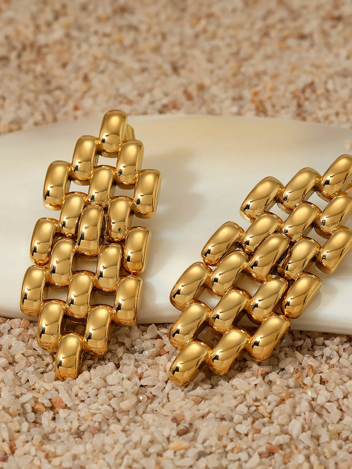 Hollow Beaded Chain Pendant Earrings sold by COMMENSE product image thumbnail 4