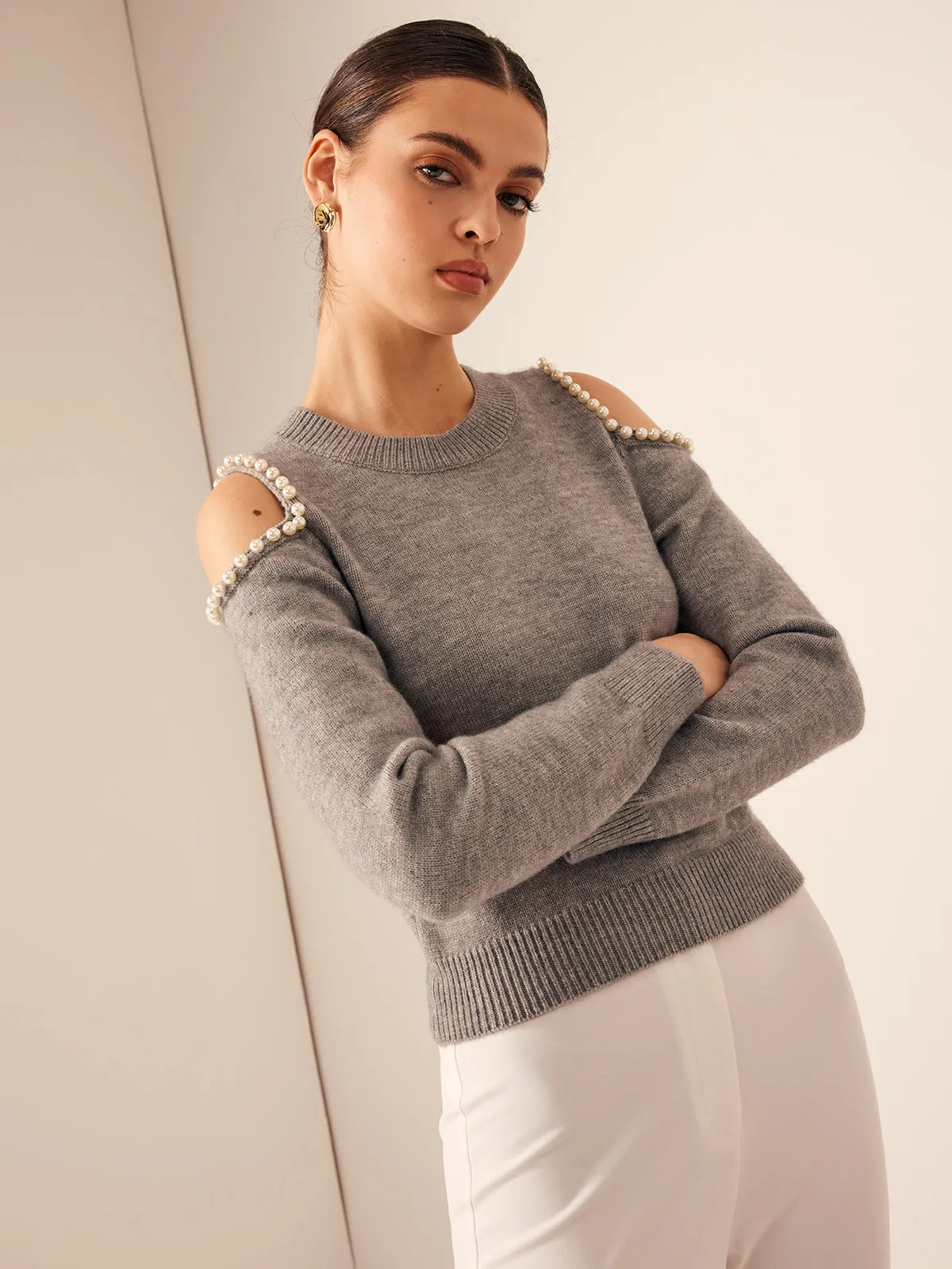 Cutout Pearl Beaded Sweater sold by COMMENSE product image thumbnail 4