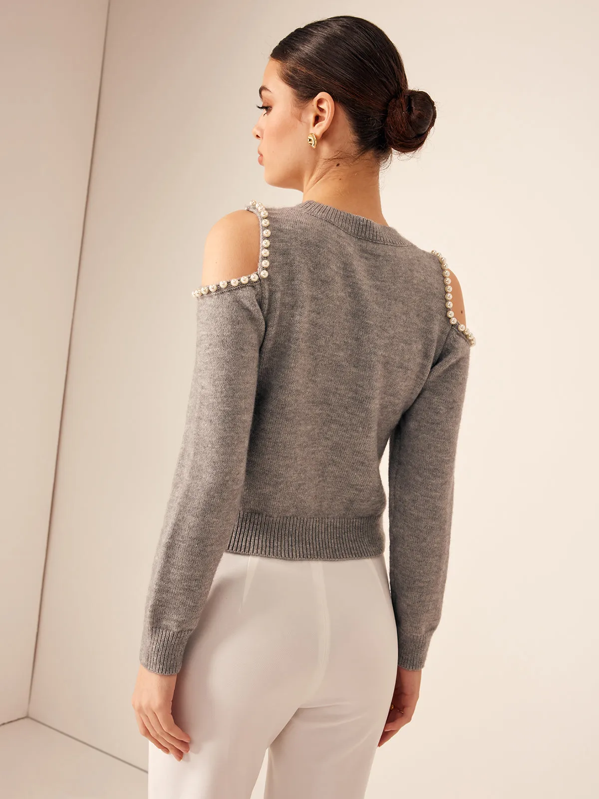 Cutout Pearl Beaded Sweater sold by COMMENSE product image thumbnail 5