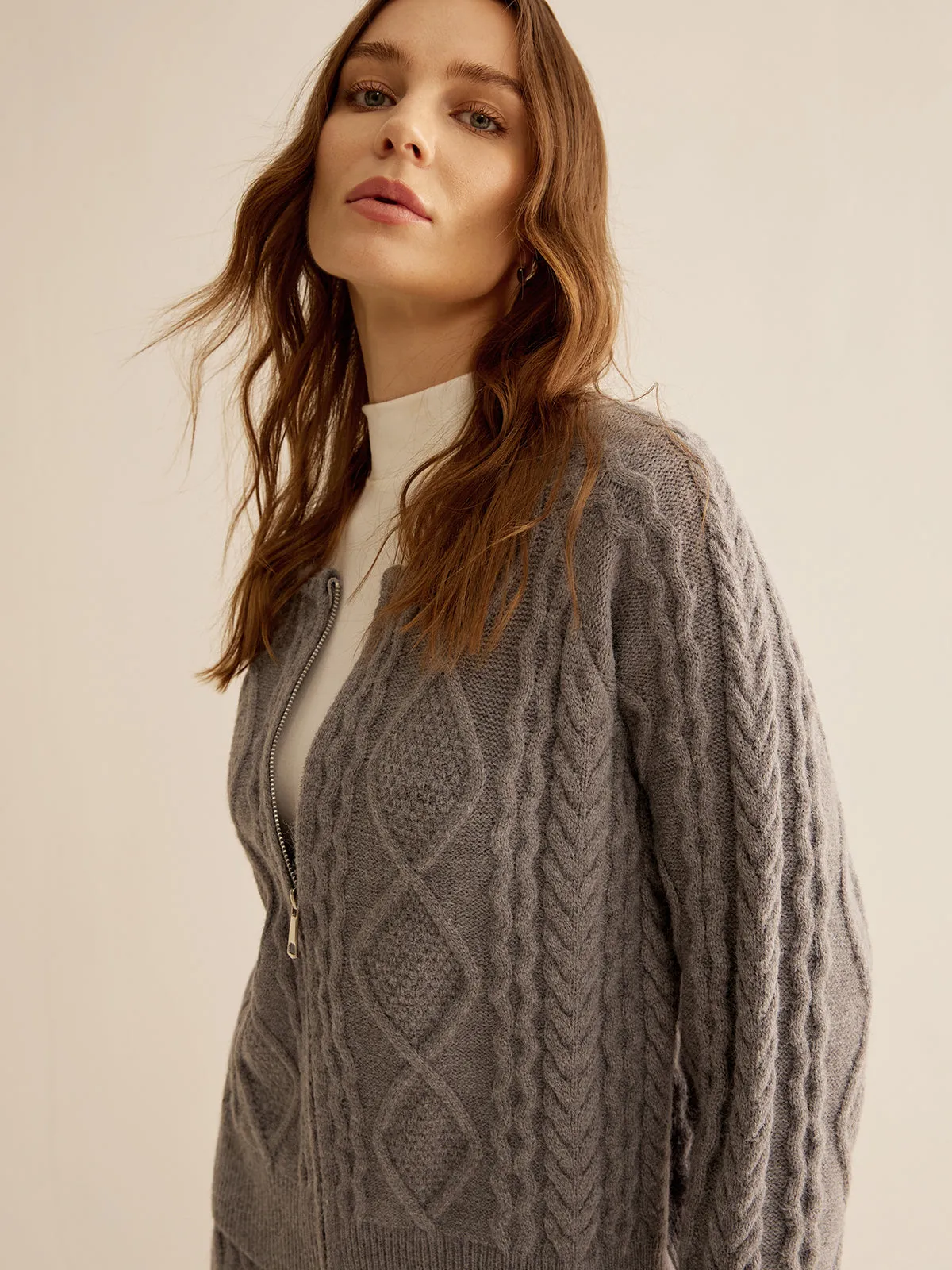 Cable Knit Zipper Slim Skirt Set sold by COMMENSE product image thumbnail 4