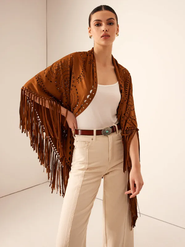 Boheme Hollow Tassel Shawl sold by COMMENSE