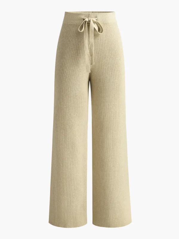Drawstring Ribbed Soft Sweater Pants sold by COMMENSE