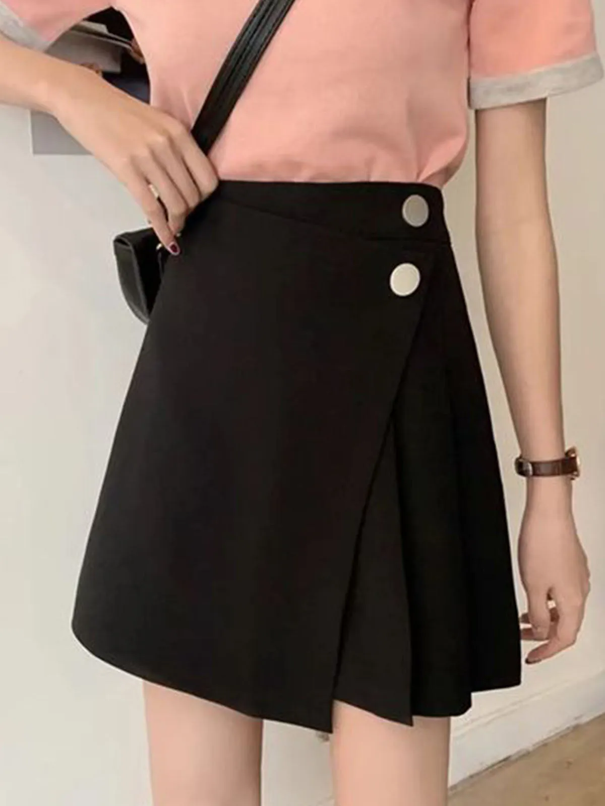 Asymmetrical Back-Zipper Pleated Jersey Skirt sold by COMMENSE product image thumbnail 4