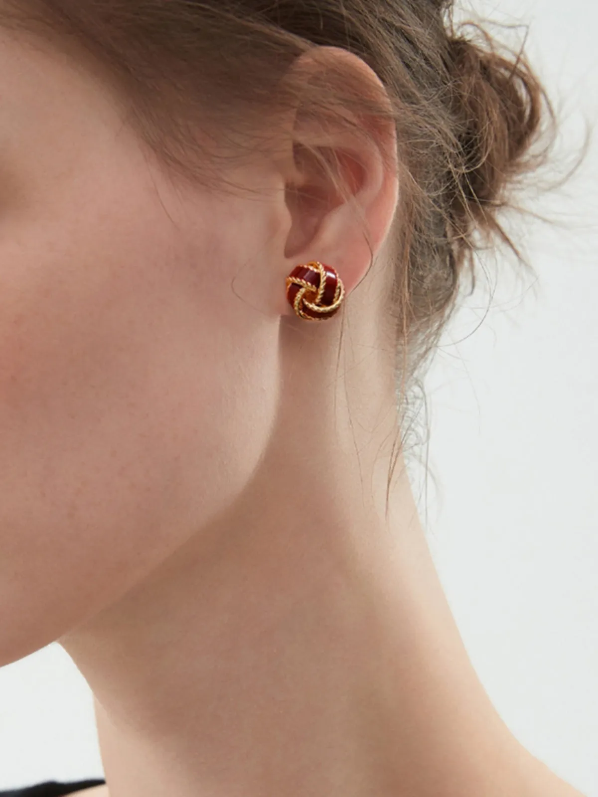 Vintage Dripped Glaze Knotted Hoop Stud Earrings sold by COMMENSE product image thumbnail 2