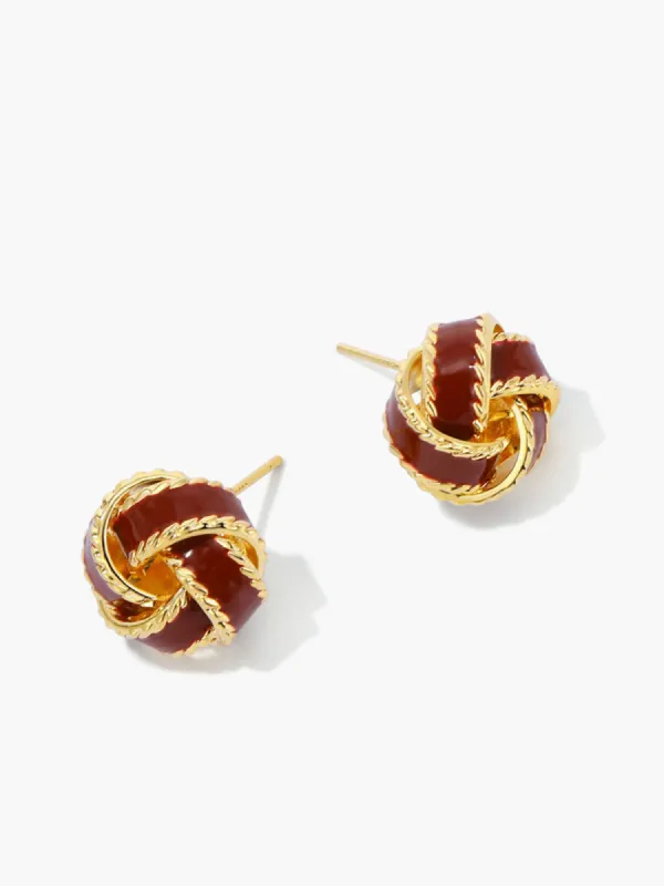 Vintage Dripped Glaze Knotted Hoop Stud Earrings sold by COMMENSE