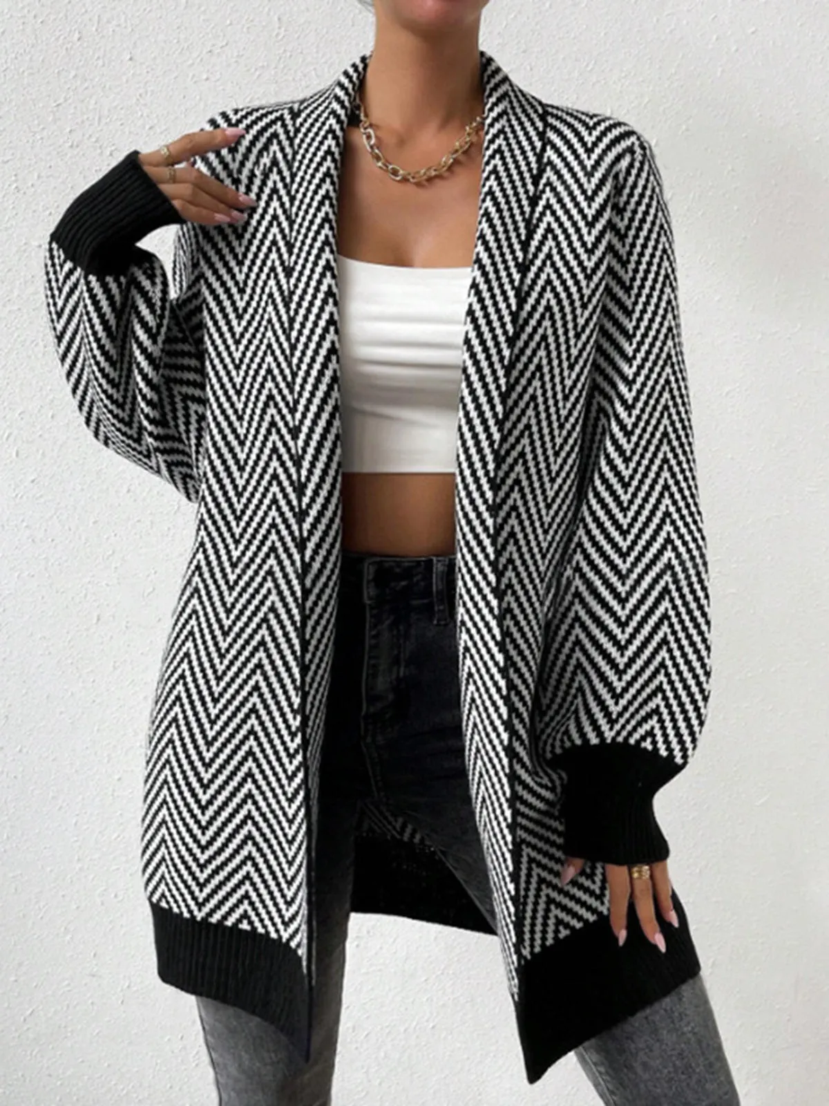 Vintage Chevron Knit Outerwear sold by COMMENSE product image thumbnail 2