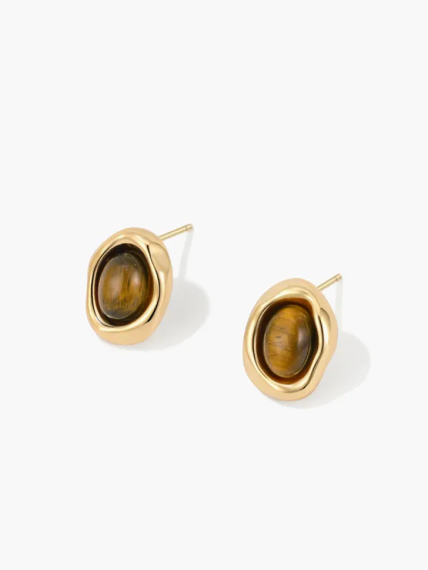Vintage Tiger Eye Earrings sold by COMMENSE