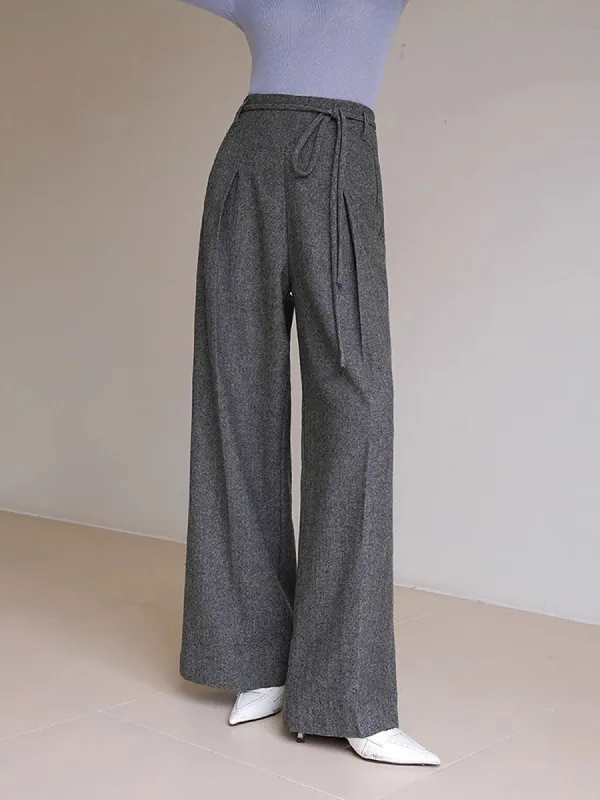 Tie Belted Pleated Wide-Leg Pants sold by COMMENSE