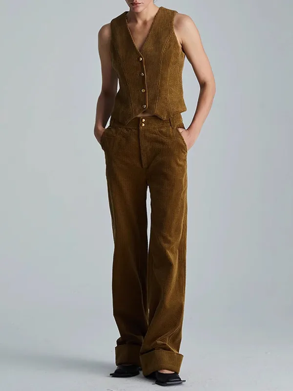 V-Neck Corduroy Petite Vest sold by COMMENSE