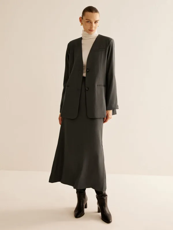 Utility Breasted Split Suit Skirt Set sold by COMMENSE