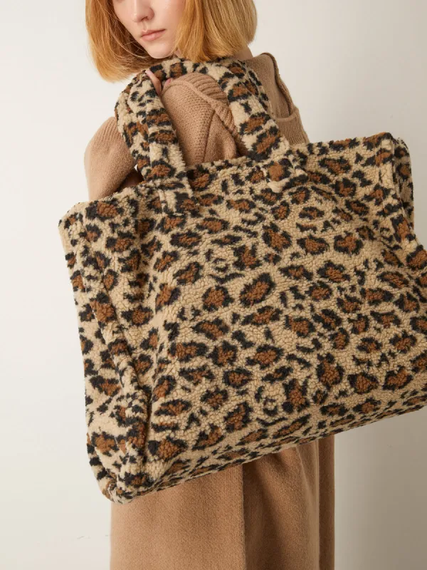 Leopard Printed Fuzzy Shoulder Bag sold by COMMENSE