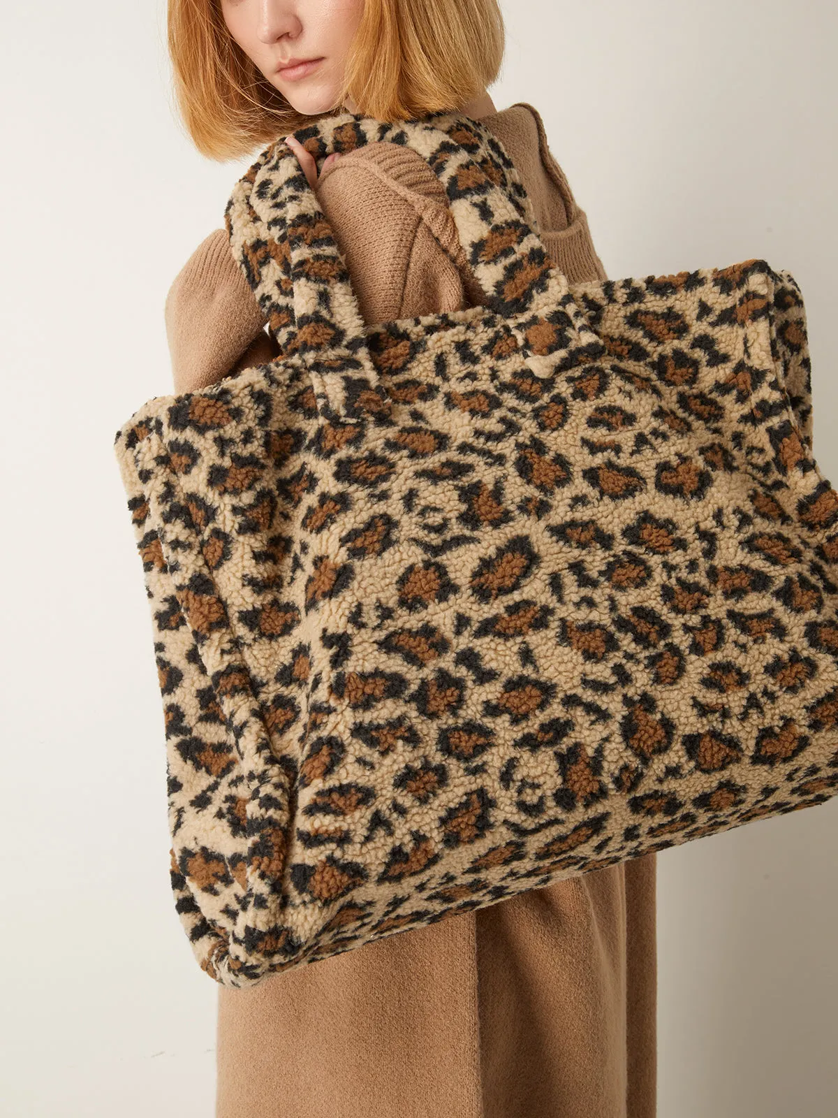 Leopard Printed Fuzzy Shoulder Bag sold by COMMENSE