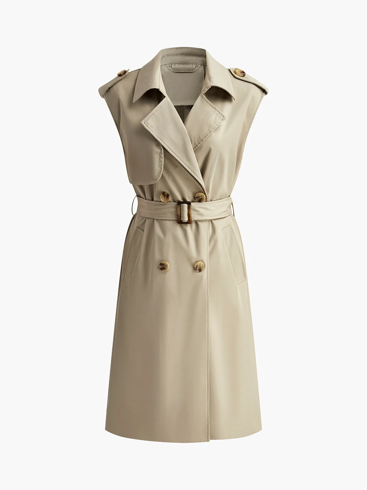 Sleeveless Belted Long Trench Coat sold by COMMENSE