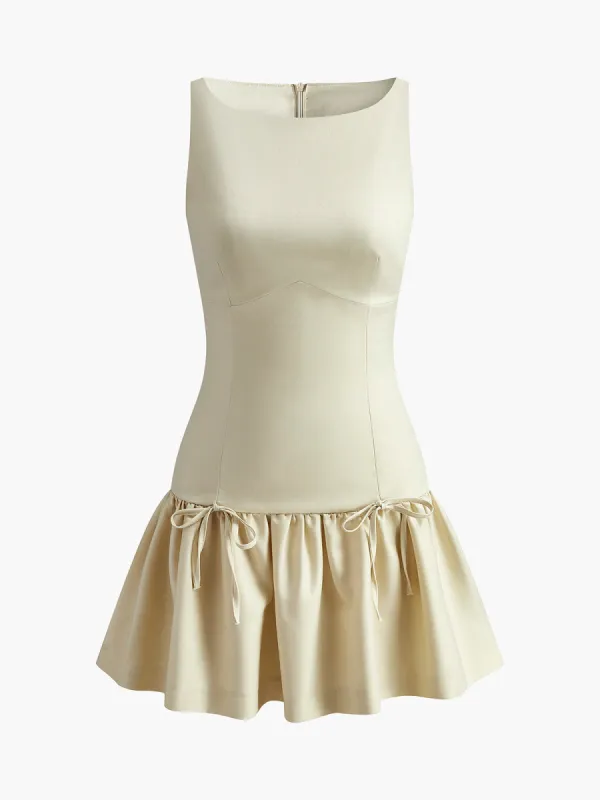 Panel Zipper Pleated Tank Short Dress made by COMMENSE