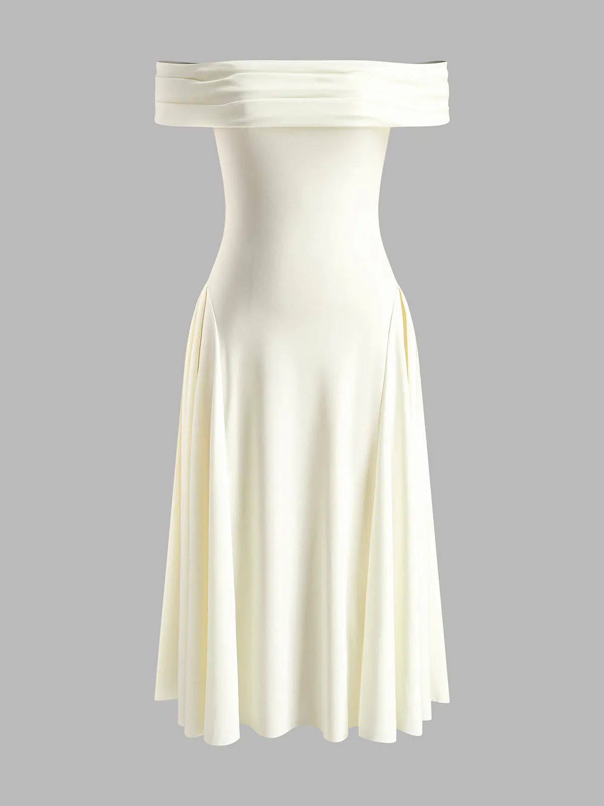Off-Shoulder Panel Pleated Dress sold by COMMENSE