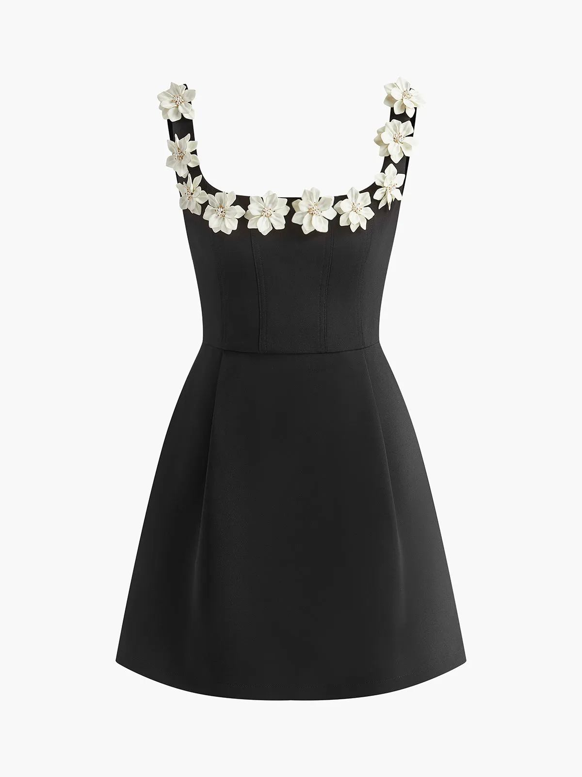 3D Flower Back Zipper Tank Dress sold by COMMENSE