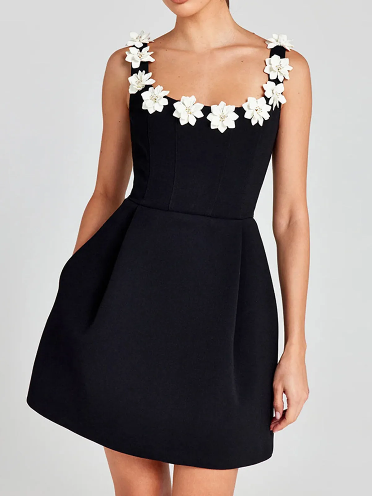 3D Flower Back Zipper Tank Dress sold by COMMENSE product image thumbnail 3