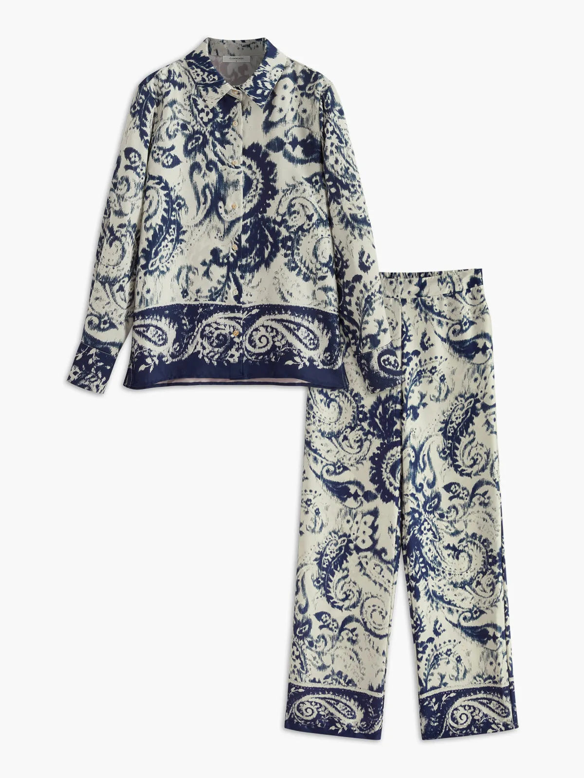 Boheme Printed Satin Breasted Polo Shirt sold by COMMENSE product image thumbnail 3