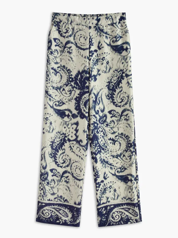 Boheme Printed Satin Zipper Pants sold by COMMENSE