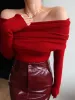Wool-Blend Elegant Ruched Slim Sweater sold by COMMENSE