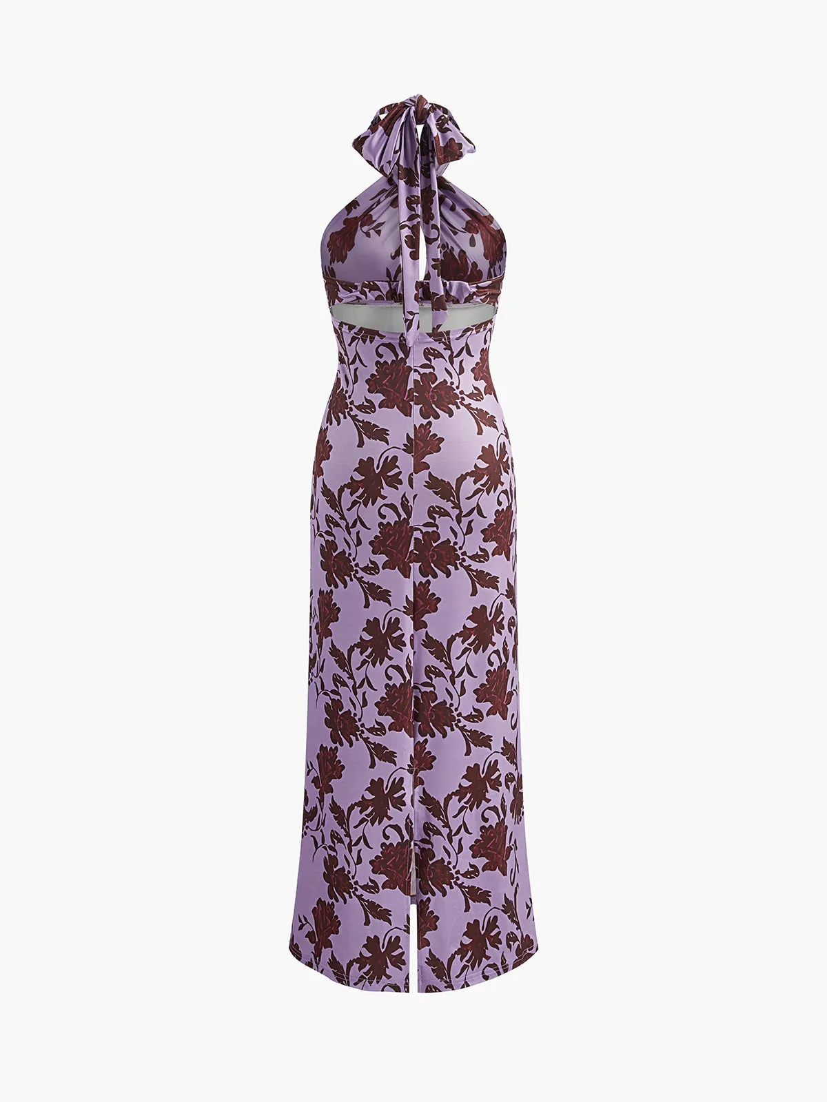 Floral Print Adjustable Halter Long Dress sold by COMMENSE product image thumbnail 3