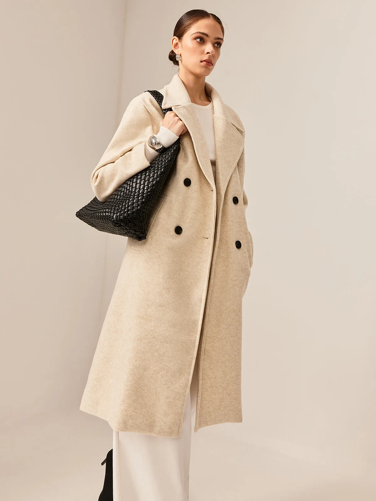 Elegant Tweed Long Wool Coat sold by COMMENSE product image thumbnail 3