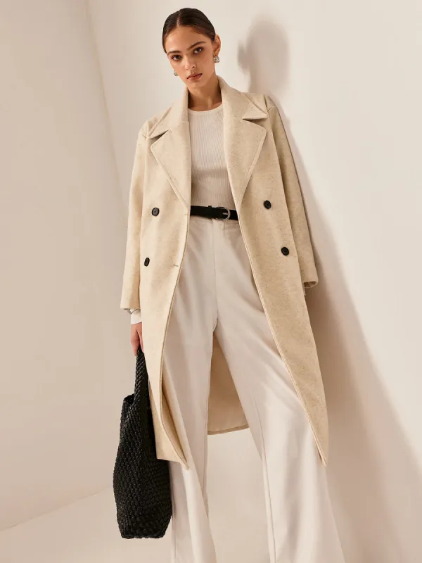 Elegant Tweed Long Wool Coat sold by COMMENSE