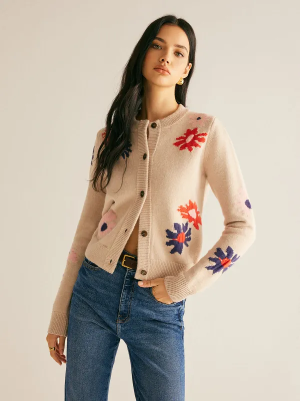Floral Pattern Breasted Soft Cardigan sold by COMMENSE
