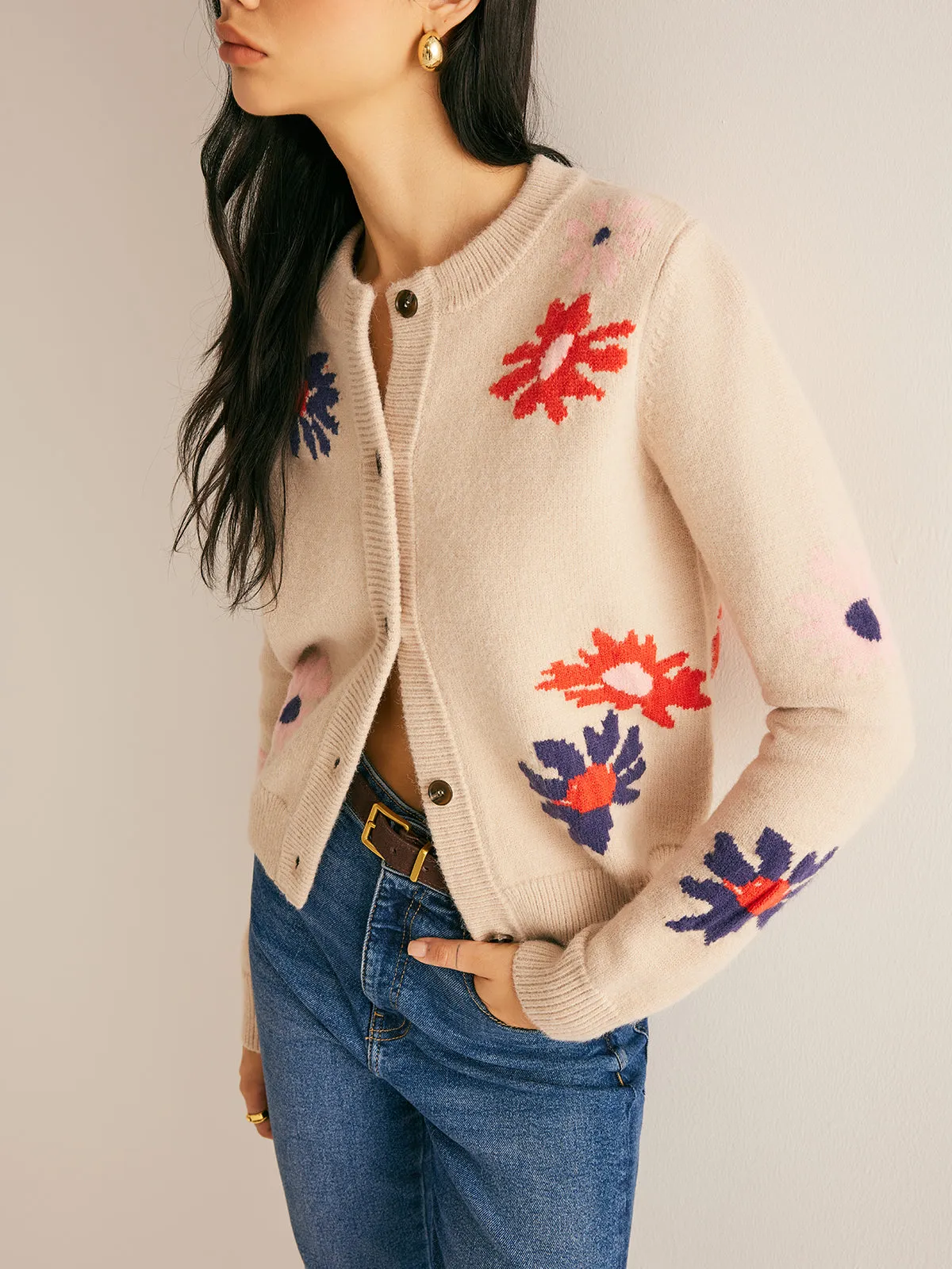 Floral Pattern Breasted Soft Cardigan sold by COMMENSE product image thumbnail 5