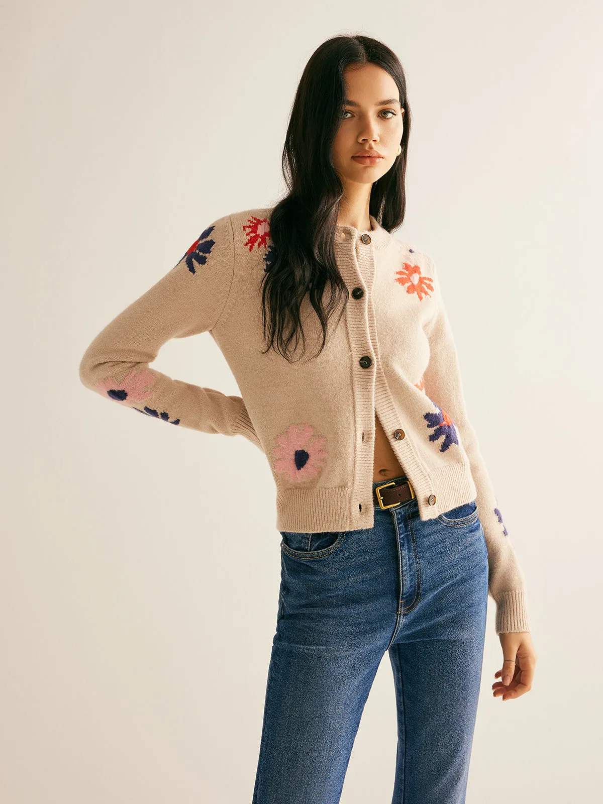 Floral Pattern Breasted Soft Cardigan sold by COMMENSE product image thumbnail 3